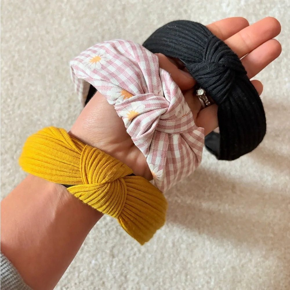 Stylish Kids Headband Set - Pink, Black, Yellow